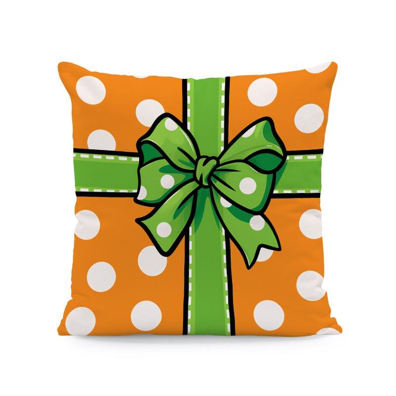 Happy Easter Bunny Egg Pillow Cover 2D Flat Print Peach Skin Plaid Cushion Cover For Couch Living Room Spring Decor 45X45