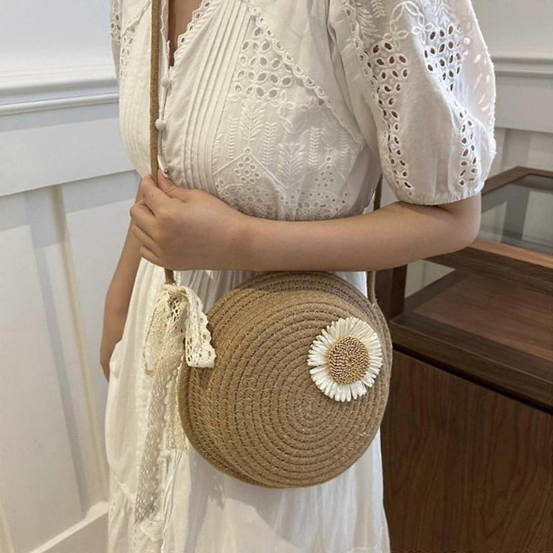 Crossbody Bag for Women Portable Modern Woven Purse for Holiday Summer Party Beige