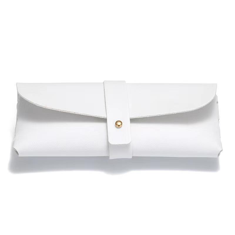 Retro Literary Minimalist Soft Leather Eyeglass Case - Portable Anti-Pressure Sunglasses Pouch for Girls