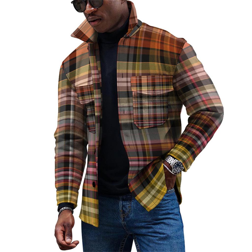 Men's Fashion Trend Daily Casual Printed Long Sleeve Button Down Jacket