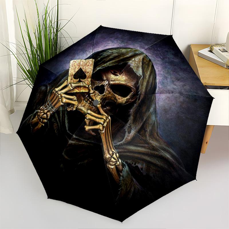 

1pc skull Umbrella Portable Folding Umbrella Iron Frame Hole Bone Structure Outdoor Home Umbrella