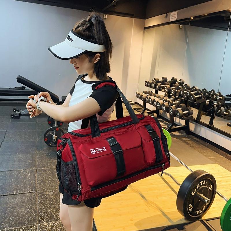 Men's and Women's Lightweight Travel Bags Large Capacity Pockets Hand Luggage Bag Dry and Wet Separation Training with Shoe Compartment Fitness Bag