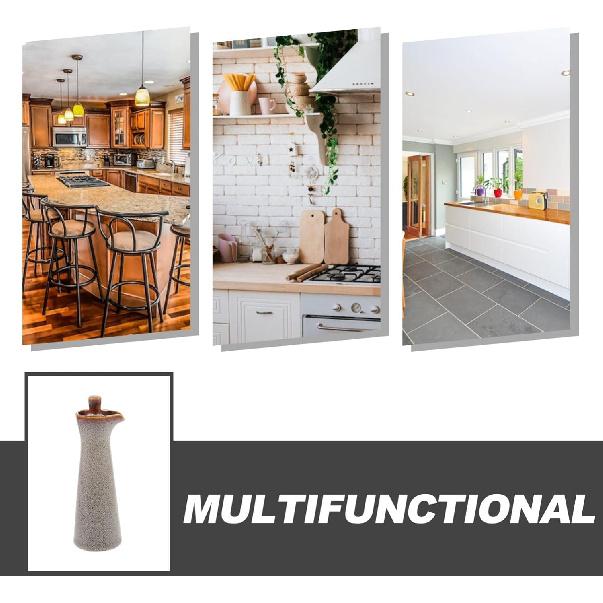 Hemoton Keramik Ölflasche Japanischer Stil Olivenöl Sojasaucenspender Würzmittel Essig Ausgießer für Heimküche Beige