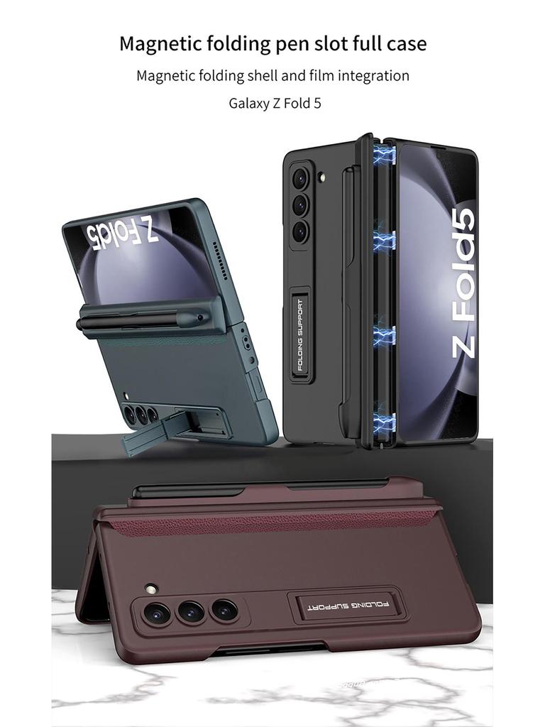 Samsung Galaxy Z Fold 5 Magnetic Folding Case with Pen Slot & Full Coverage Protection