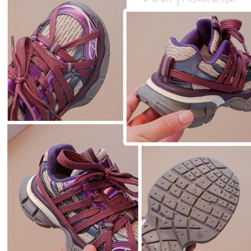 Neuer Herbststil Mesh Atmungsaktiver Riemen Papa Schuhe für Jungen und Mädchen Weiche Sohle Rutschfeste Laufschuhe