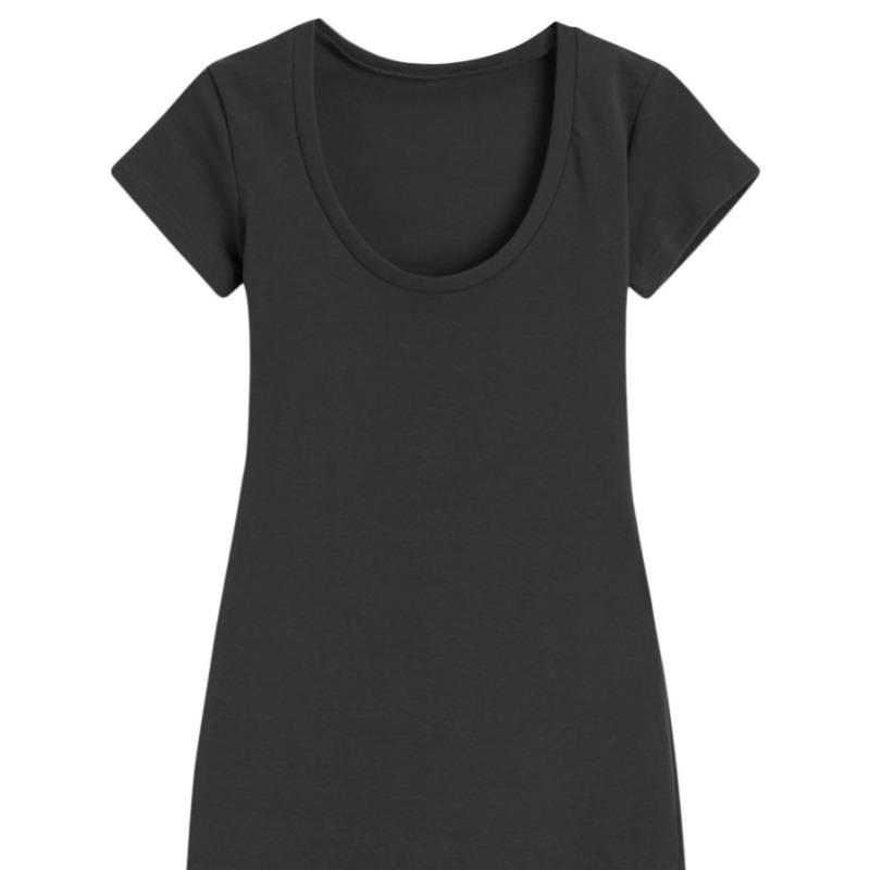 Summer U-neck Short Sleeve Dress for Women New Fashion Elegant High Waist Thin Casual Bodycon Dresses Female Solid Color Simple Party Short Dress 3595