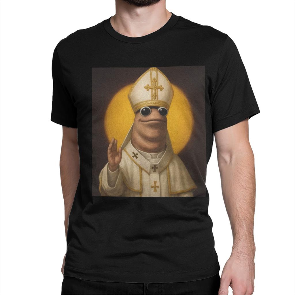 Marcus The Worm Meme TShirts for Men Women Jesus Christ God Holy Novelty Pure Cotton Tees Short Sleeve T Shirt Adult Clothes