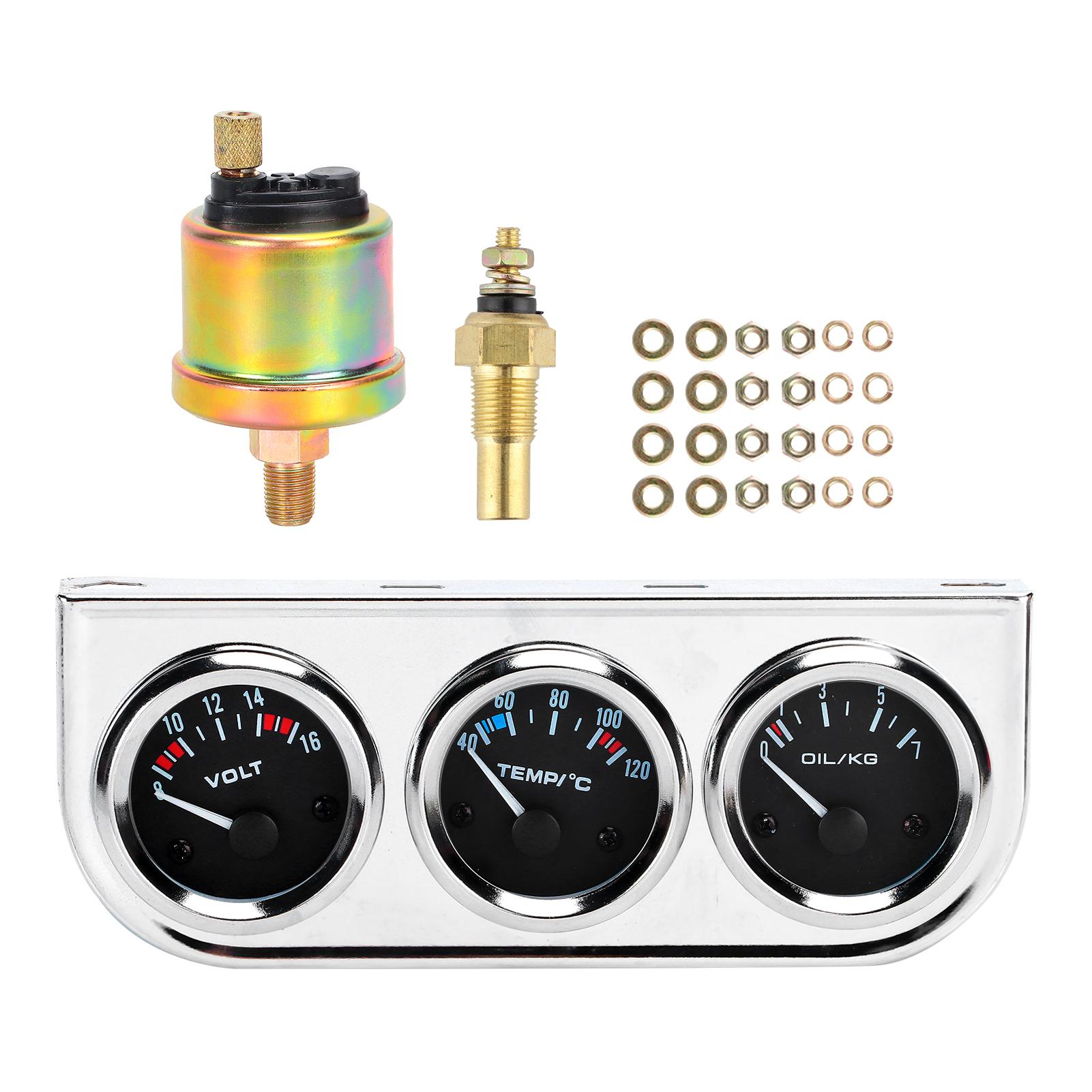

M10x1 52mm 3 in 1 Car Gauge Water Temperature + Oil Pressure + Voltage Combination Instrument for Auto Modification