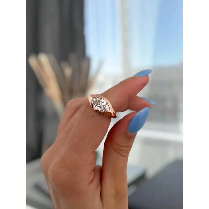 Simple Marquise Cut Moissanite Rings for Women Shine High-Quality Plated S925 Silver/Rose Gold Fine Jewelry Wedding Party Gift