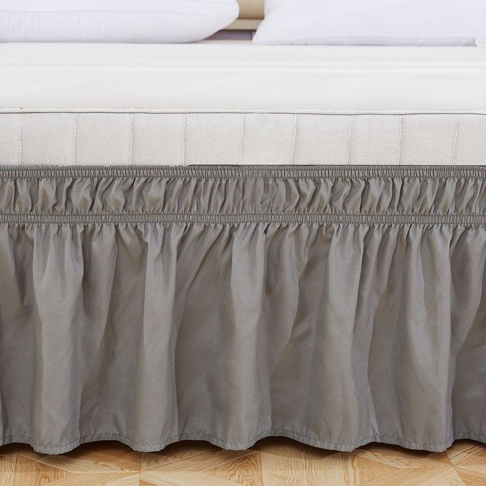 Bettrock Elastischer Wickel Waschbar Farbecht Wickel-Bettrock für Zuhause Hotel Weiß Queen