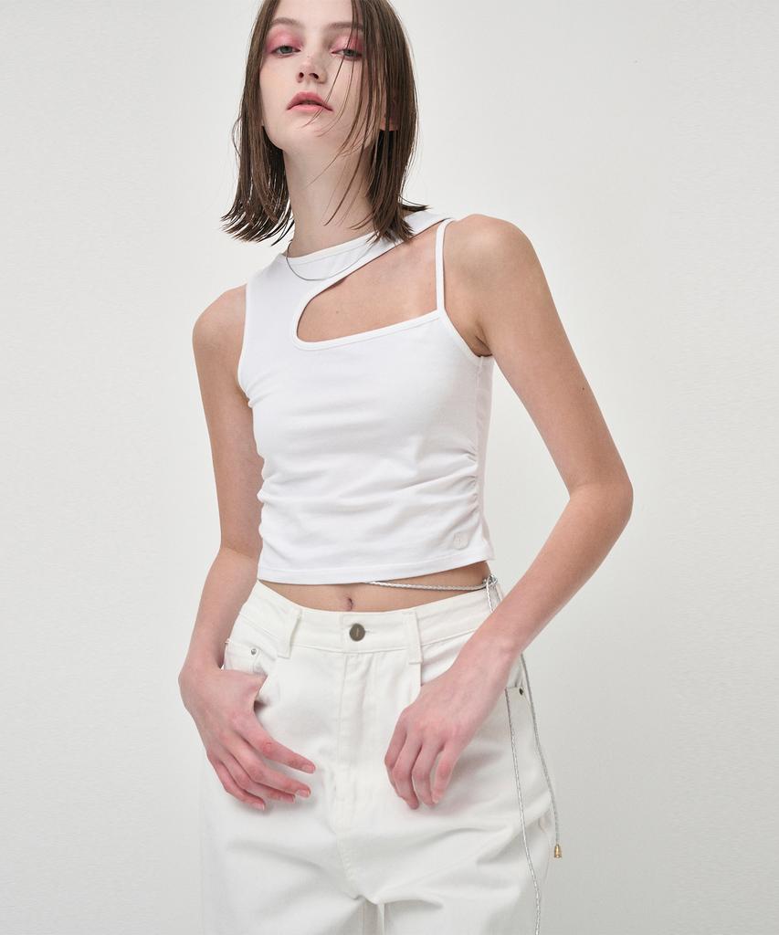 ETMON Cut Out Sleeveless Top, Ivory