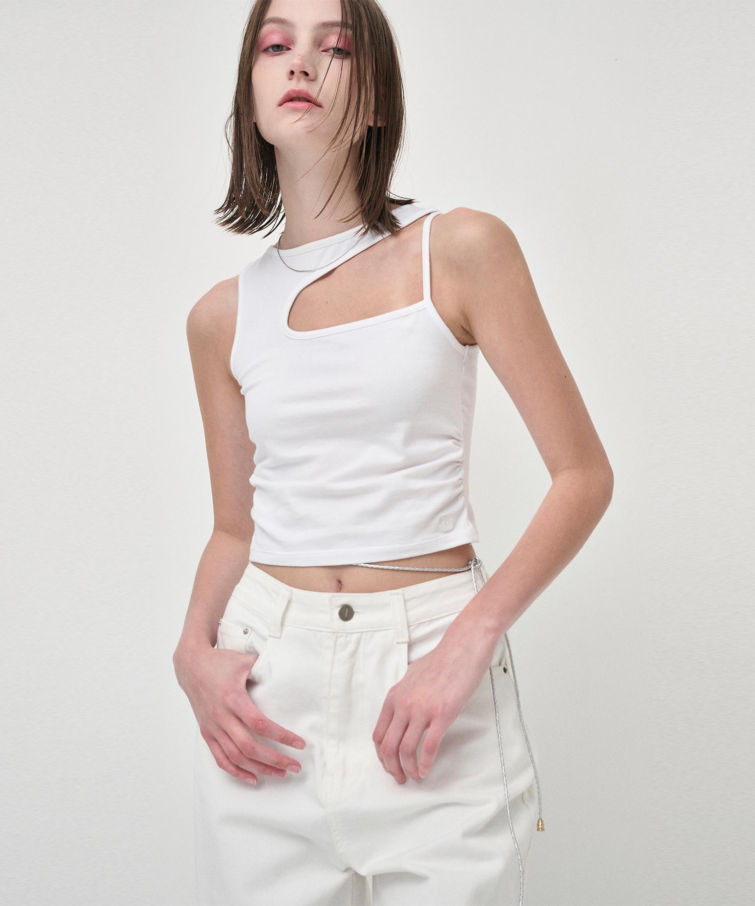 Etmont Cut Out Sleeveless Top, Ivory Ivory/Free