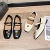 Spring and summer new Mary Jane one-word with flat-soled single shoes square head soft-soled leather shoes