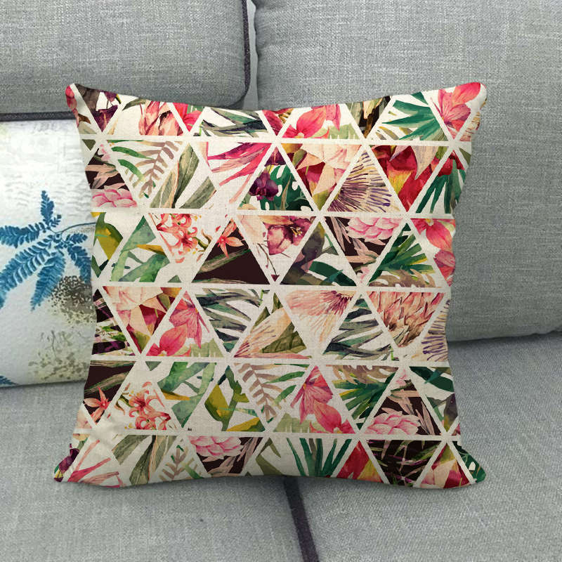 Geometric Triangular Wave Pattern Digital Printing Short Plush Pillow Covers For Car Sofa Office Cushion Cover Home Goods