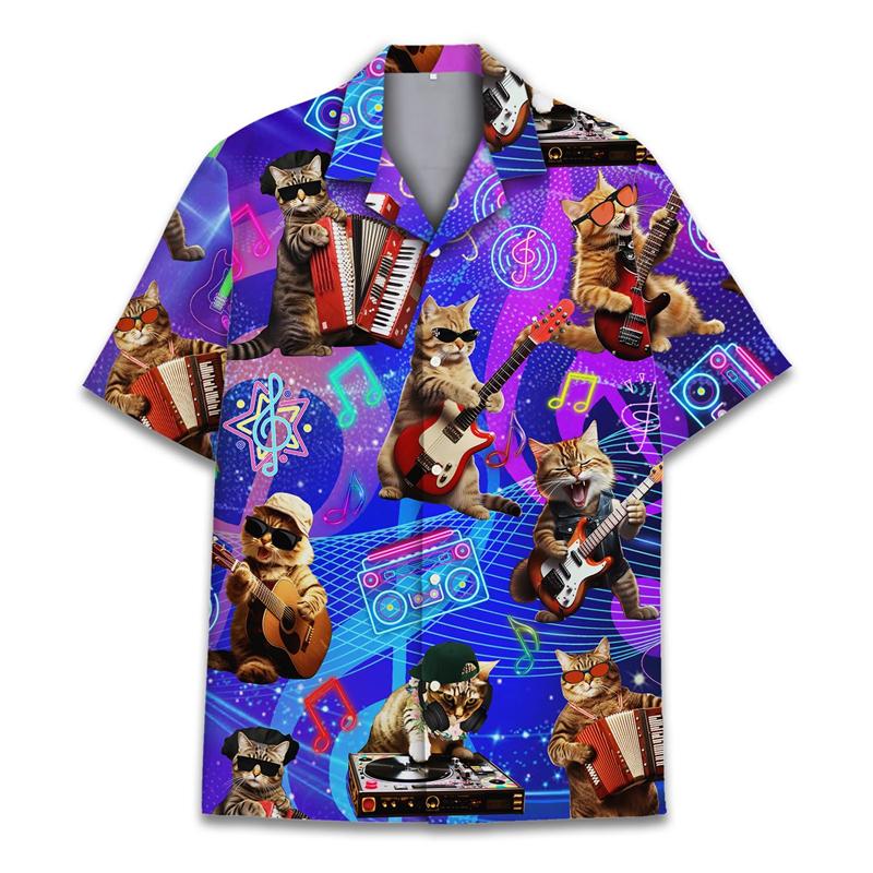 Magliette Divertenti con Stampa 3D di Procione da Uomo Camicetta Casual Hawaiana a Maniche Corte con Collo a Revers Camicia a Maniche Corte Estiva da Donna per le Vacanze