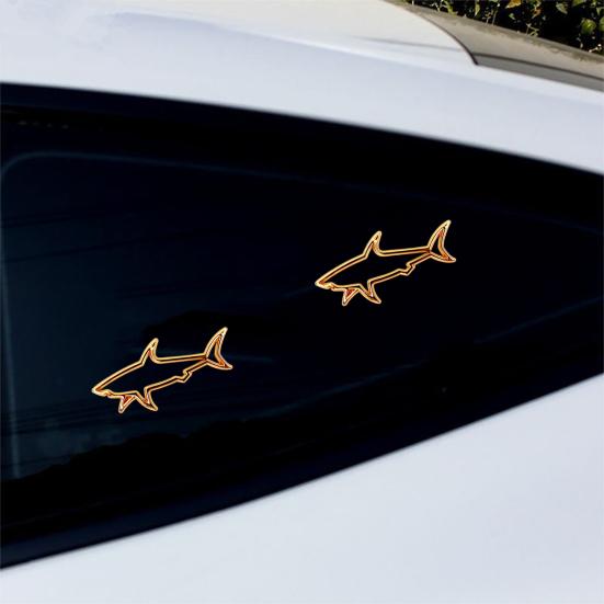 Zinc Alloy Shark Car Sticker 3D Hollow Out Animal Decal for Vehicle Side Creative Badge for Motorcycle Electric Vehicles
