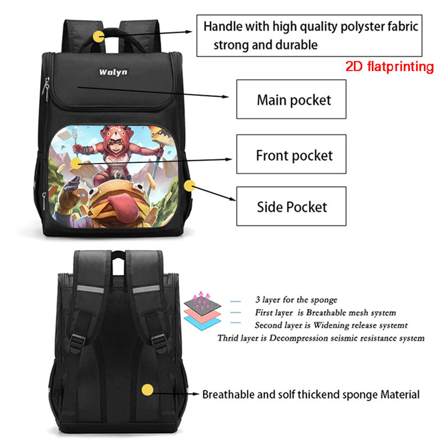 Fortnite Roomy Animated School Daily Pack with Multiple Compartments, Durable Children Backpack for Boys & Girls Ages 6-10
