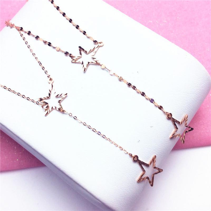 Purple Gold Pentagram Plated Rose Gold Simple Temperament Niche Design Color Gold Collarbone Chain