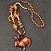 Unisex Bohemian Vintage Long Ethnic Style Wooden Necklace Rabbit Design Pendant Versatile Sweater Chain Boho Chic Lightweight Elegant Everyday Wear