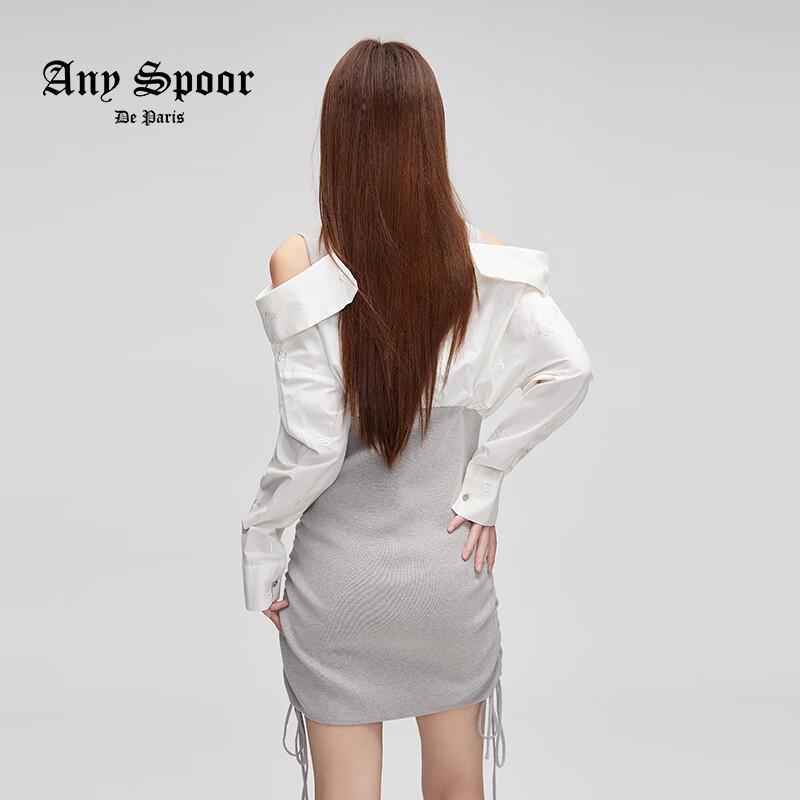 ANY SPOOR 2024 Autumn French Style Knit Two-Piece Look Midi Dress