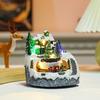 Christmas Igloo Ornaments Church Figurines with Rotating Train LED Lights Music Box Figurines Decorative Holiday Decor Festive Gift