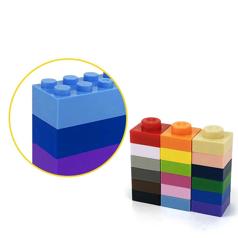 100 g 1x1 niedrige Bausteine, dicke Figuren, 2x2-Steine, Punkte, pädagogische kreative Größe, kompatibel mit Plastikspielzeug für Kinder