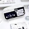 Cute Cat Polka Dot Pencil Case Blue Multi-Layer Large Capacity Pen Bag Portable Student School Stationery Storage Pouch