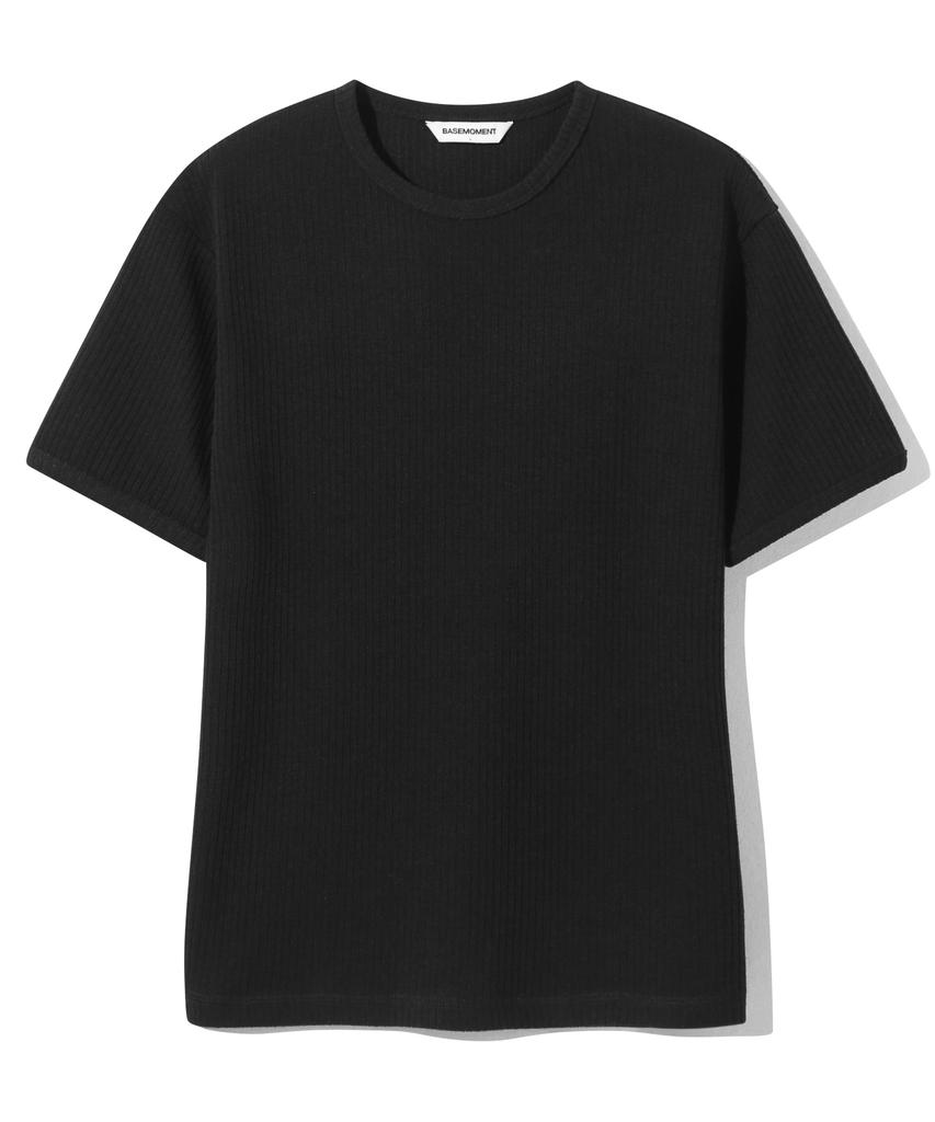 BASEMOMENT Muscle Fit Ribbed T-Shirt Black