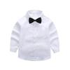 Boys' White and Blue Long-Sleeved Shirt & Black Long Pants Set Performance Costume