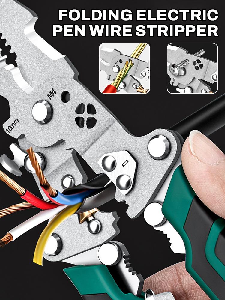 Wire Strippers Foldable Cable Cutters Multi-Function Electrician Wire Splitter Wire Winding Pliers Crimping Pliers Hand Tool