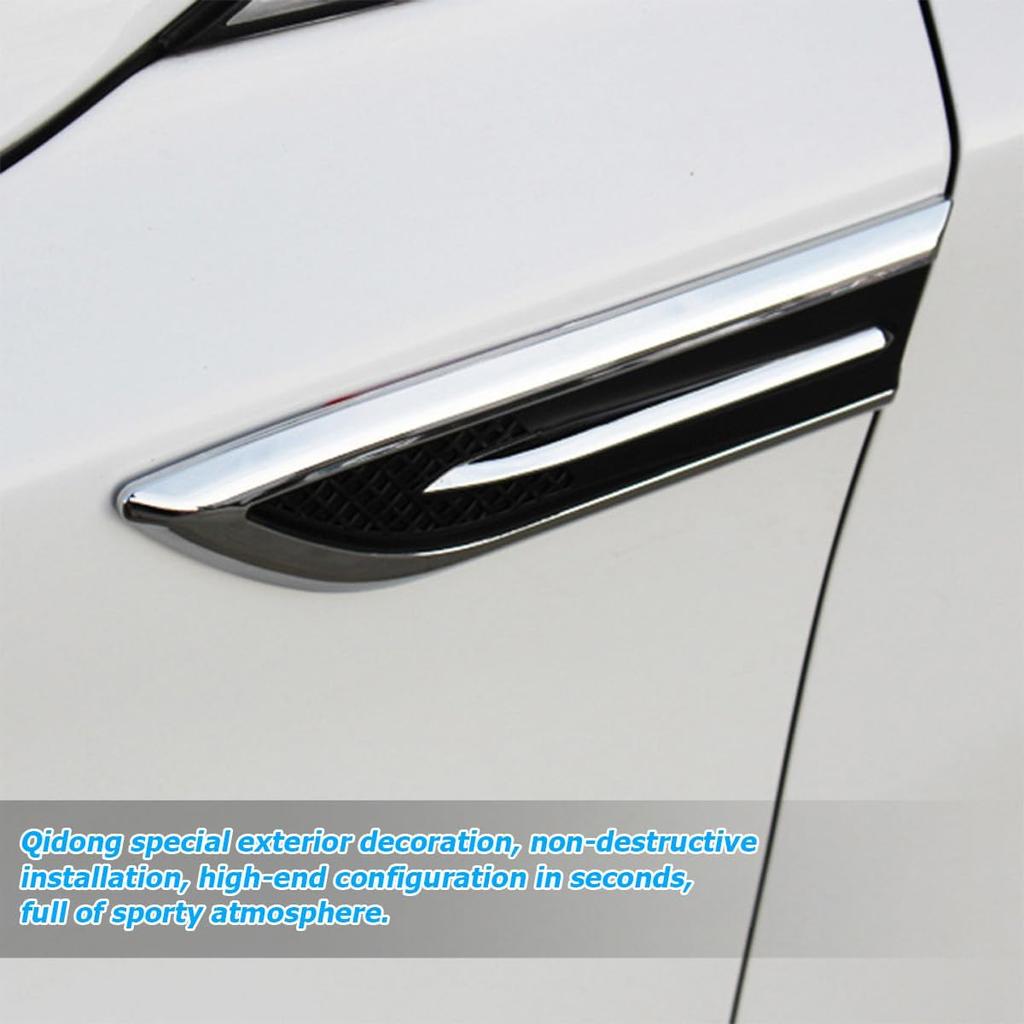 2PCS Car Hood Side Air Flow Intake Vent Trim, Self Adhesive Weatherproof Vehicle Grille Mudguard Side Stickers, Auto Exterior Decorative Accessories,
