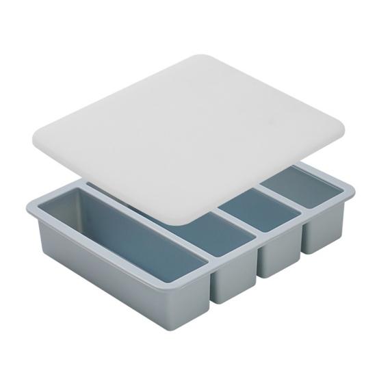 

Форма для льда с крышкой Силиконовые формы для льда для морозильной камеры Штабелируемая Большая квадратная форма для льда для коктейлей, сока, кофе 4 ячейки Форма для приготовления кубиков льда синий