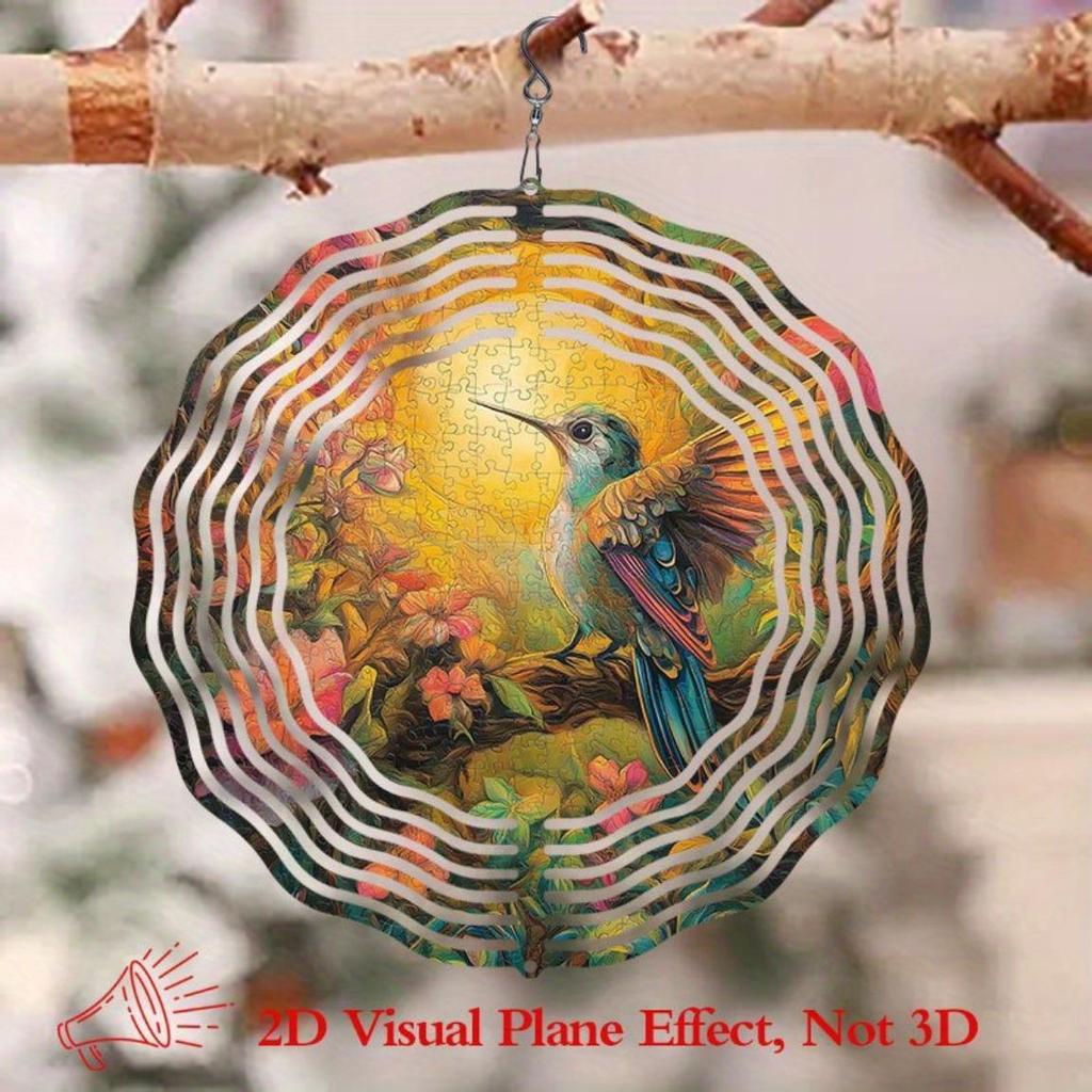 Vibrant Hummingbird Floral Metal Wind Chime Garden Porch Outdoor Decor Easy To Hang Secure Hook Gift for Nature Lovers