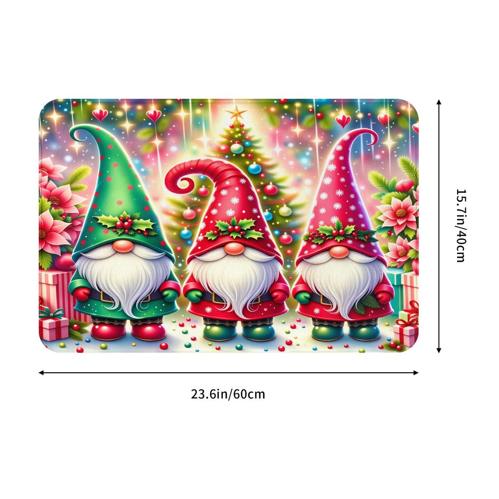 Christmas Gnome Printed Doormat Anti-Slip Bathroom Kitchen Mat Toilet Door Floor Entrance Carpet Rug
