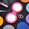 Mini Faux Leather Makeup Mirror Keychain Portable Travel Women Vanity Mirror with Key Ring Double-sided Handheld Folding Cosmetic Mirror