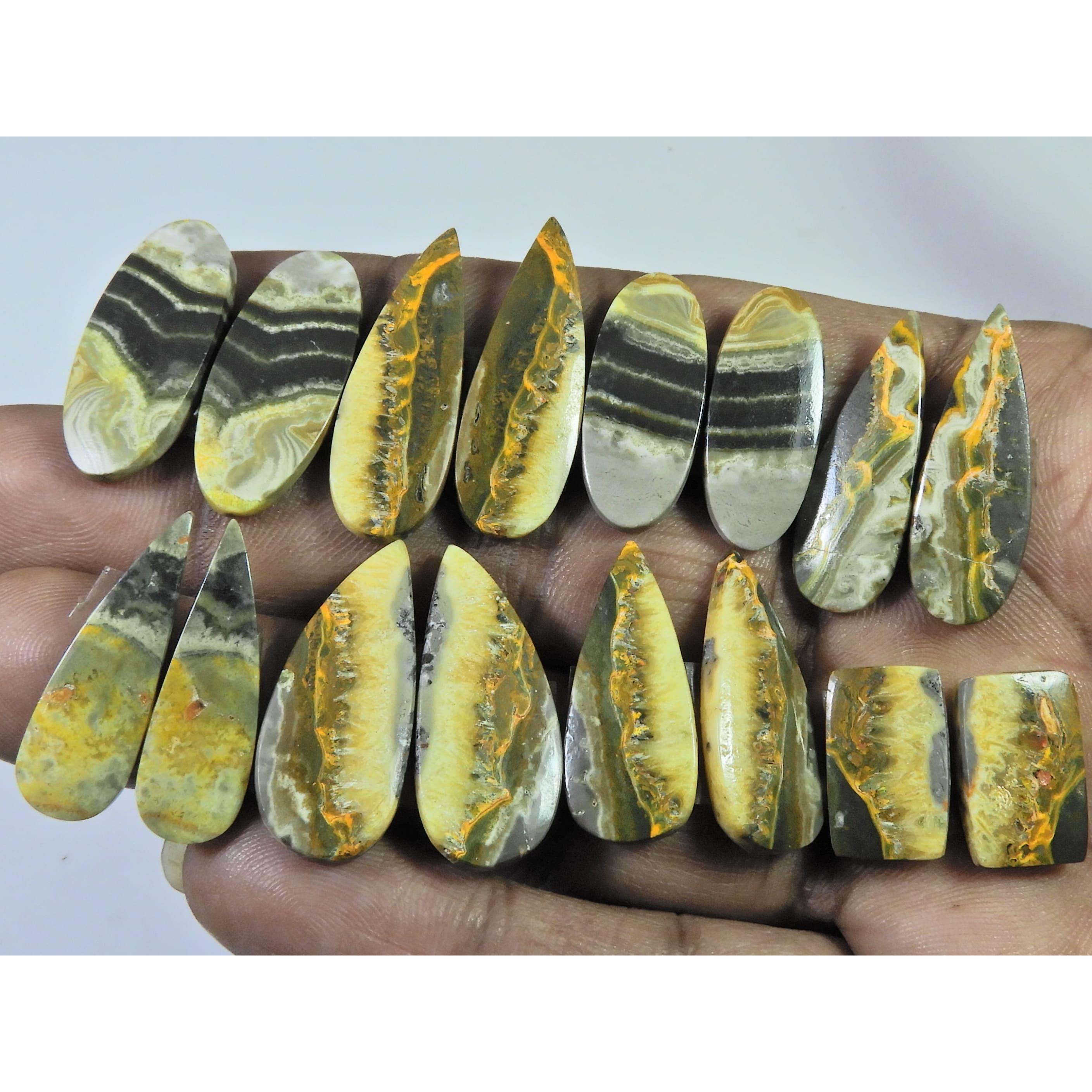 

16-30 MM Natural Bumble Bee Jasper Pair Mix Cabochon Gemstone 8 Pair Lot C-743