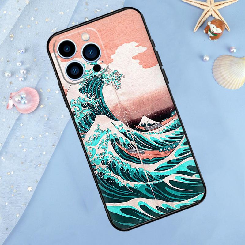 Japanese Great Wave of Kanagawa Phone Case For iPhone 14 13 12 11 15 16 Pro Max 7 8 Plus XR X XS Max 12 13 Mini Cover Case