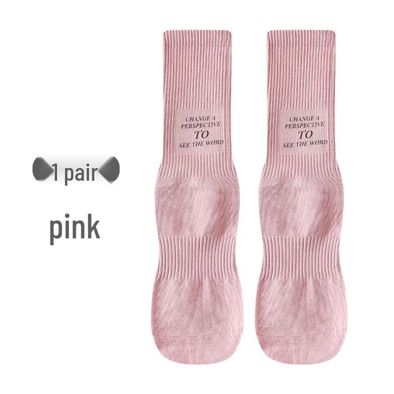 Chaussettes de Yoga Mi-Mollet Antidérapantes pour Femmes pour Saut à la Corde en Intérieur et Pilates - Printemps/Automne