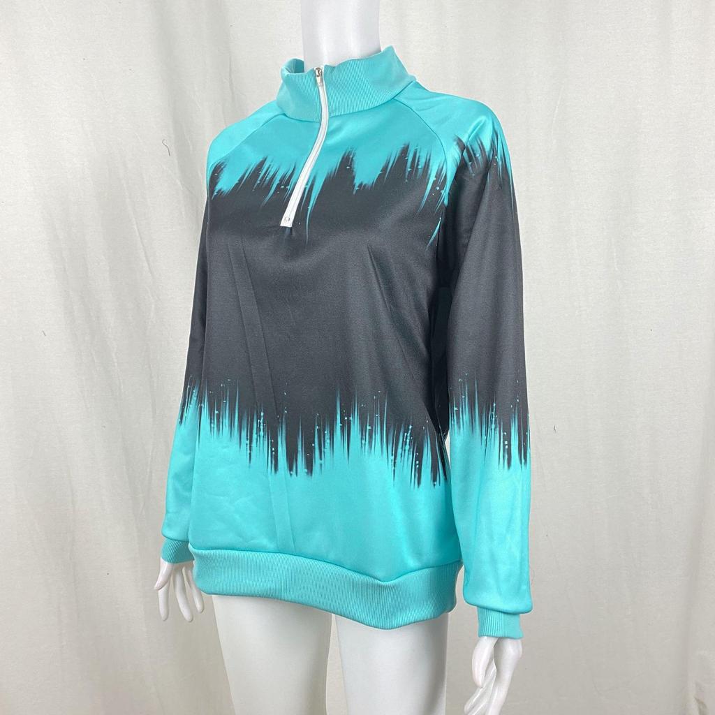 Gradient Print Zipper Long Sleeve Women's Winter Hoodie