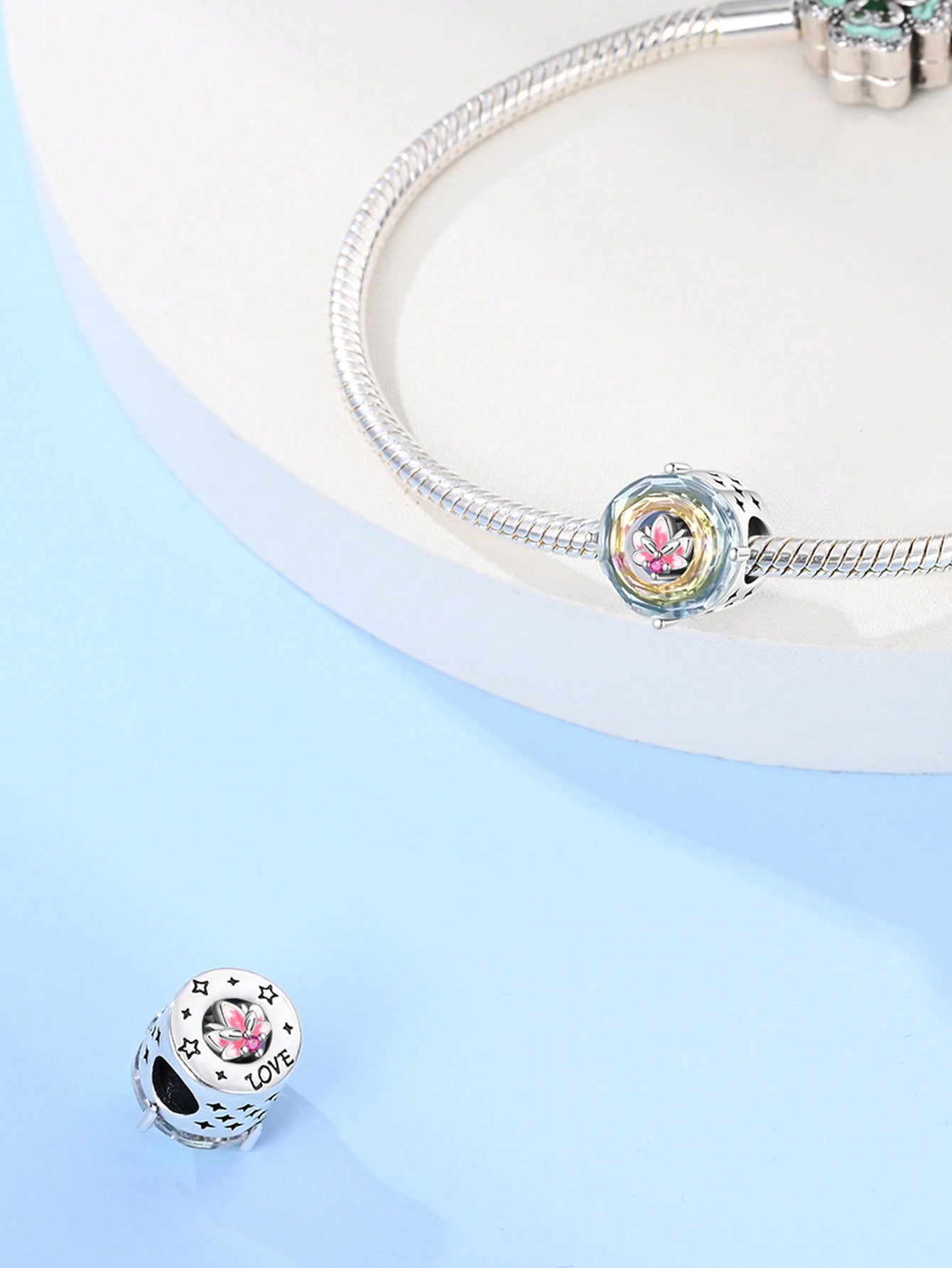 Цветочные Зажимы и Разделители Бусины-Шармы Шармы медное покрытие Совместимы с Шармами Бусины-Шармы медное Настоящие Браслеты для Изготовления Украшений Сделай Сам