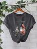 Paris Landmark Print Women's Summer Short-Sleeve T-Shirt