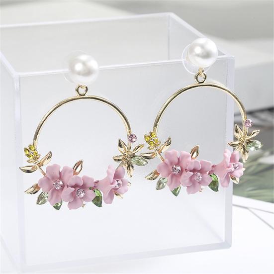 1 Pair Pendant Earrings Faux Pearl Dress Up Colorfast Girl Flower Pendant Earrings for Girlfriends