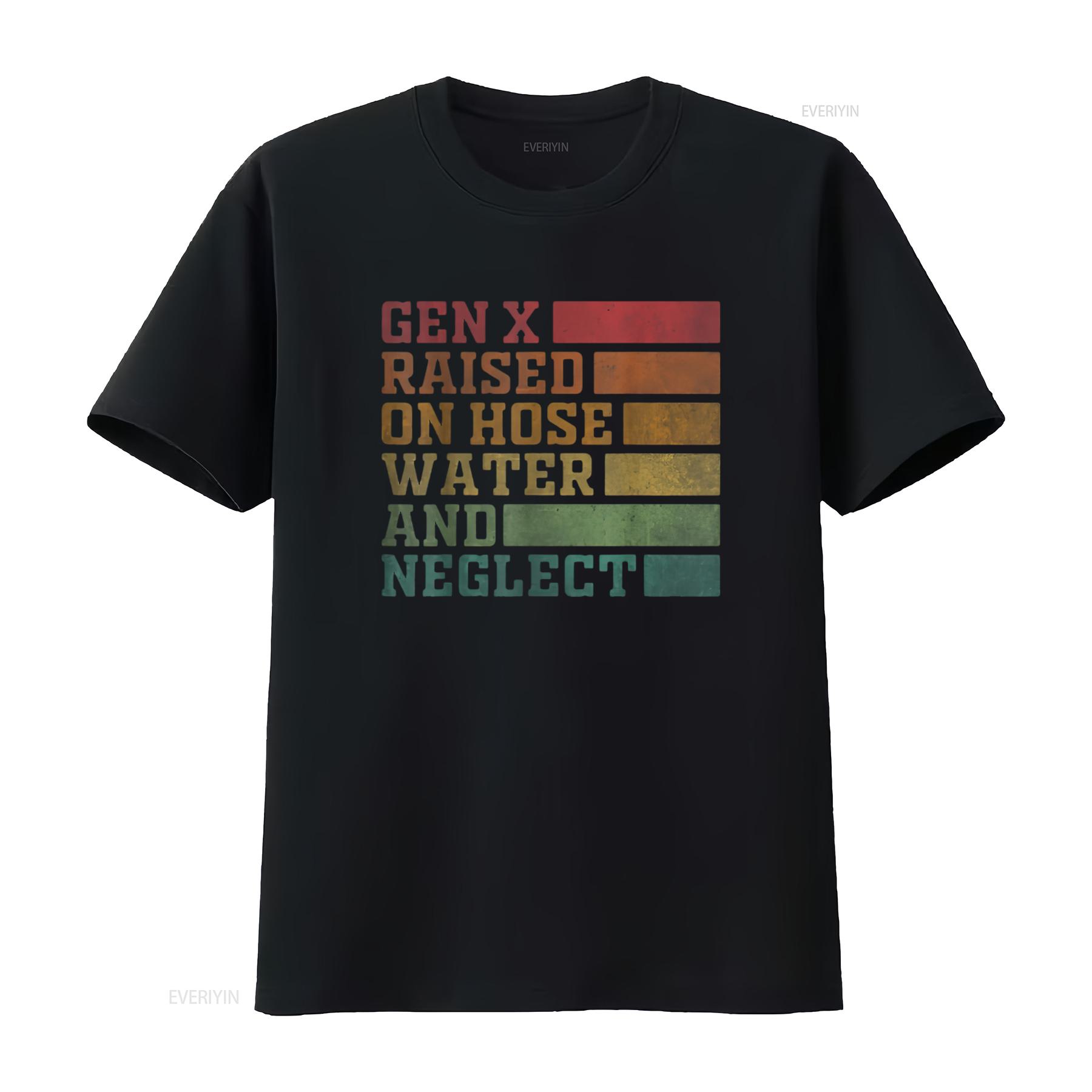 

Womens GEN X Raised On Hose Water And Neglect Humor Generation T Shirt vintage Washed graphic Top For Everyday Wear Comfortable 4XL