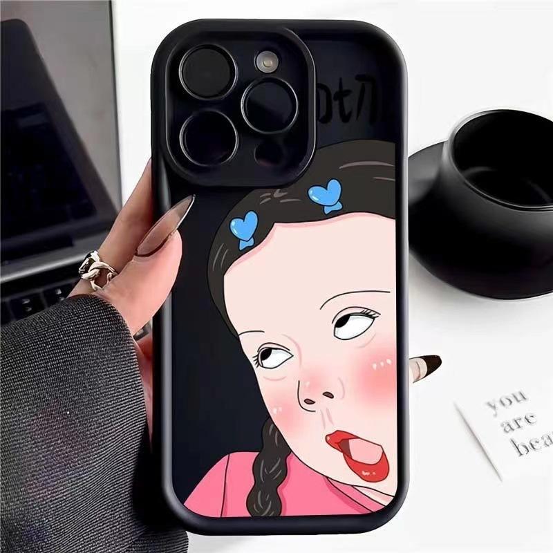 Funny Girl Applies iPhone Case iPhone17promax Matte 16\ 13 Silicone Soft Case 15pro Cute