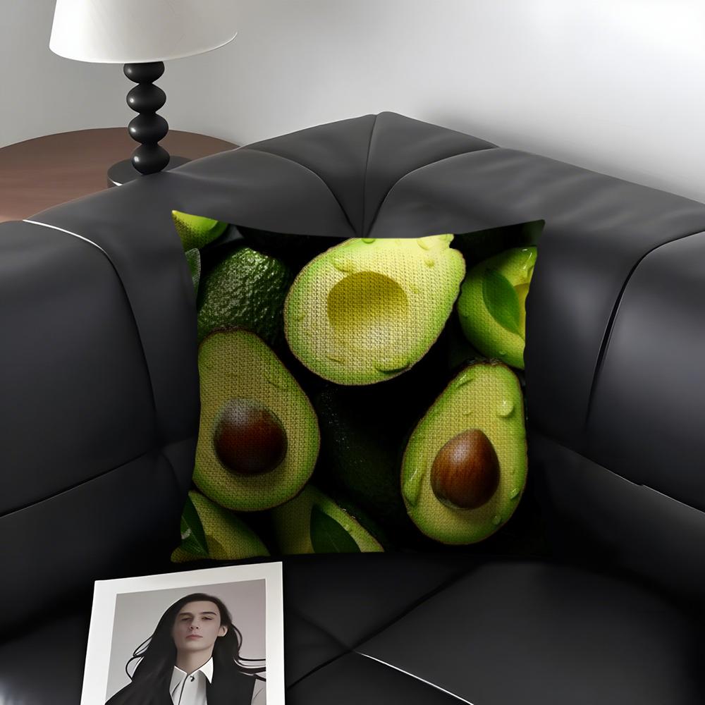 1PC Fresh Food Anime Health Cushion Cover Natural Linen Organic Fabric DoubleSided Printing Sofa Home Decor Gift Pillow Case
