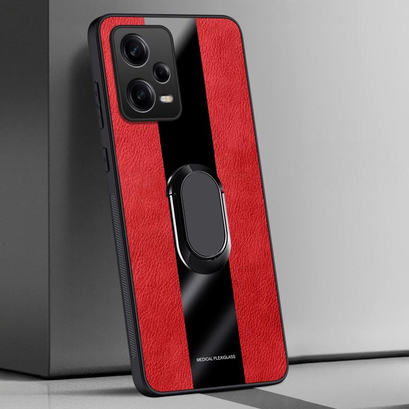 

Кожаный чехол с держателем-кольцом для Xiaomi Redmi Note 12 Pro Plus Чехол Роскошный магнитный силиконовый чехол для телефона для Redmi Note 12 Turbo 5G Redmi Note 12 Pro 4G красный