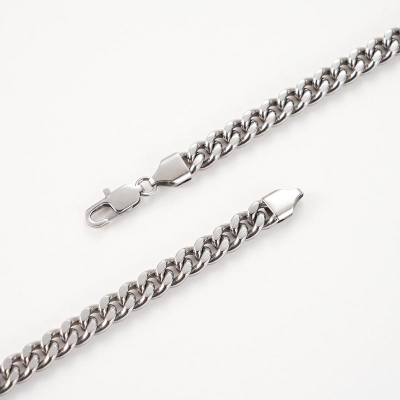 Stainless Steel Cuban Link Bracelet for Men Women Gold Color 7mm Minimalist Geometric Style Jewelry Supply