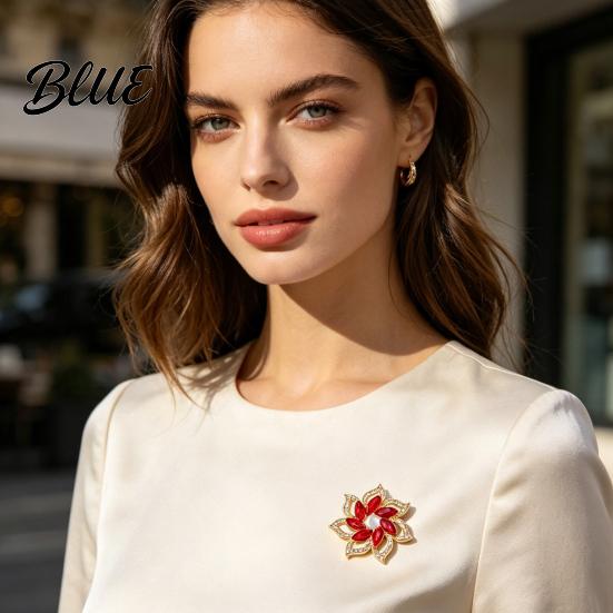 Scarf Brooch Flower Pin for Women Rhinestones Inlaid Wear-resistant Dress