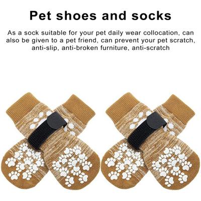 Yousheng 4Pcs Anti-Slip Dog Socks with Adjustable Straps Waterproof Paw Protector Socks for Indoor Hardwood Floors