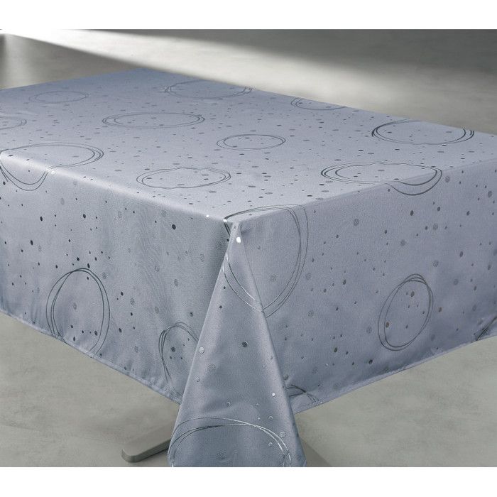 Nappe anti tache rectangulaire Apollo Effet Métal Silver 145 x 300 cm (8 à 12 couverts) - Gris